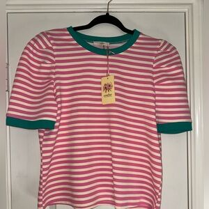 NWT Entro Pink and White Striped Knit Top